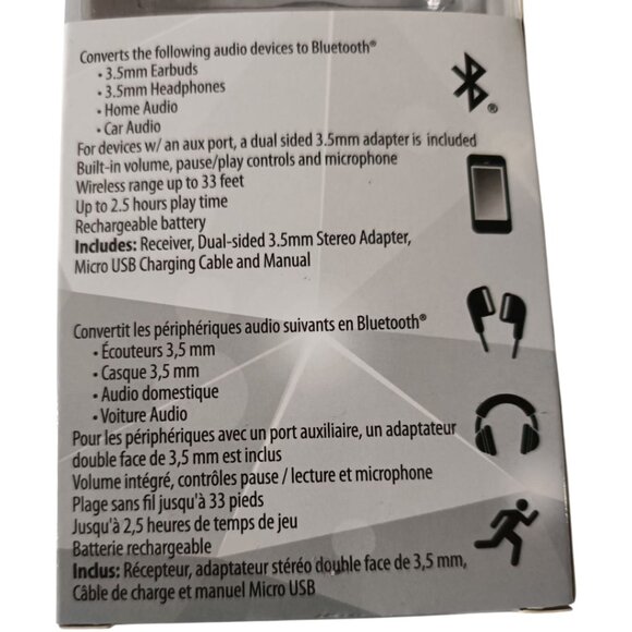 🎁 NIB Xtreme Bluetooth Receiver Audio Adapter XBA9-1010-BLK - Picture 3 of 3